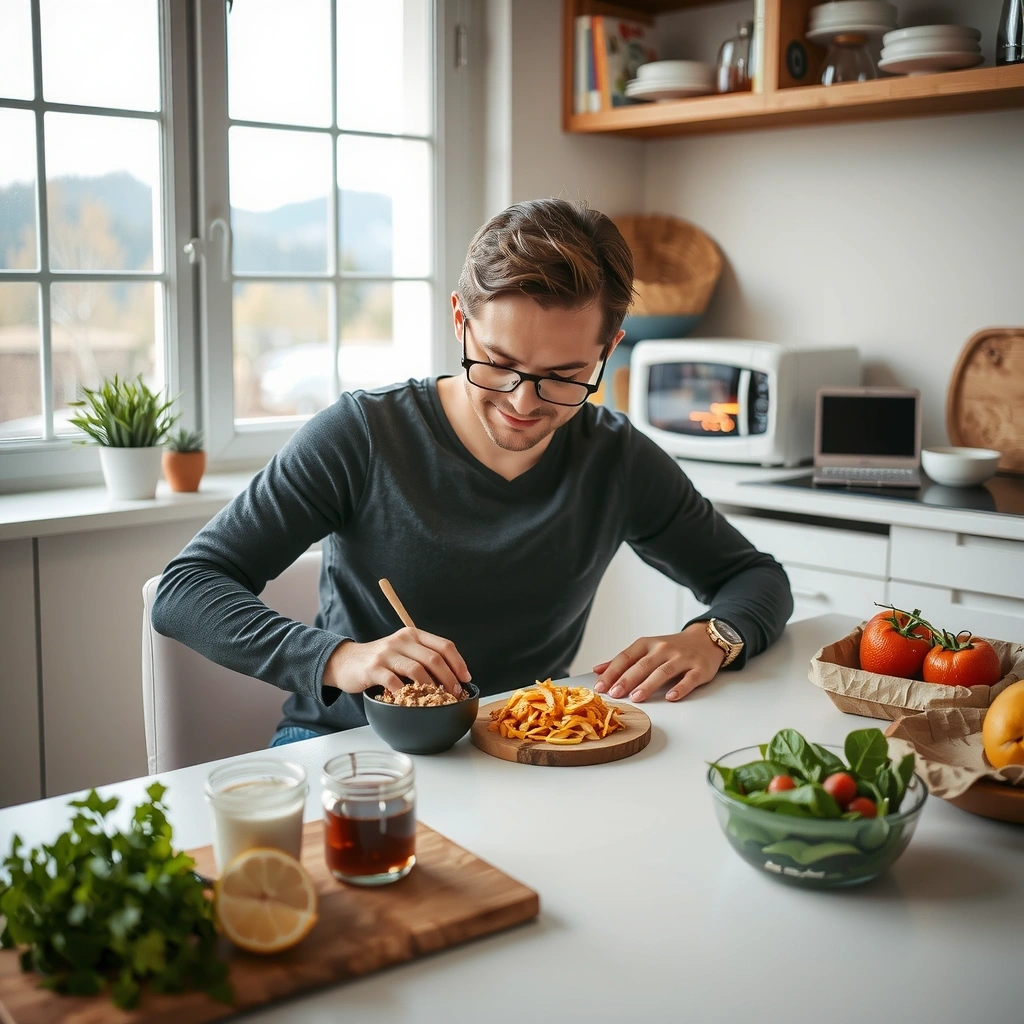 Relaxed person planning healthy meals